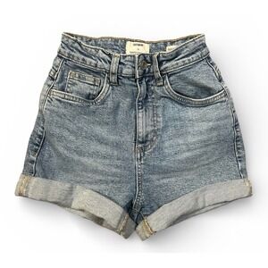 Cotton on Women's High Rise Classic Stretch Denim Shorts, Blue, Size 24